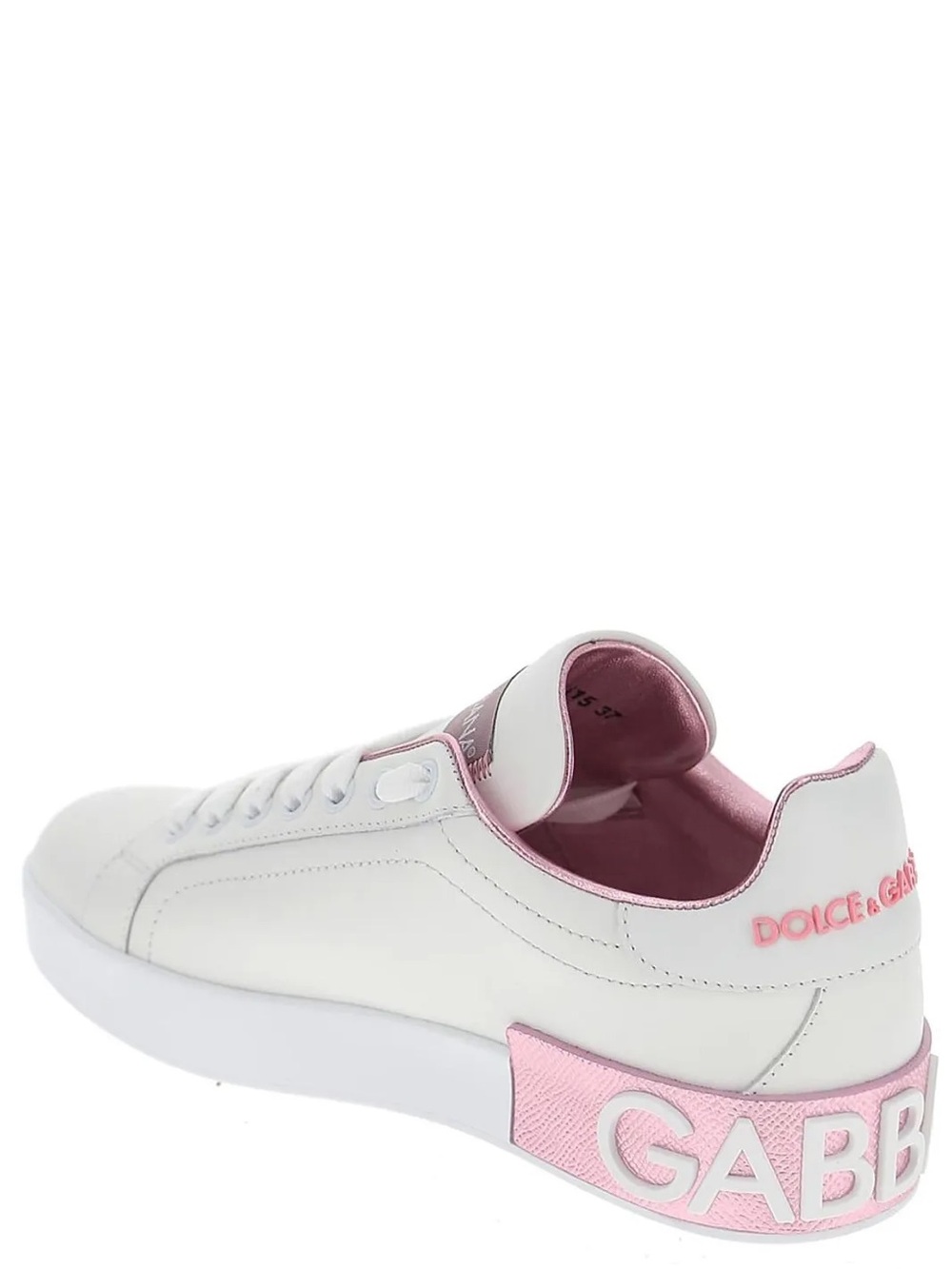 Dolce & Gabbana White and Pink Leather Low-Top Sneaker - Picture 3 of 3